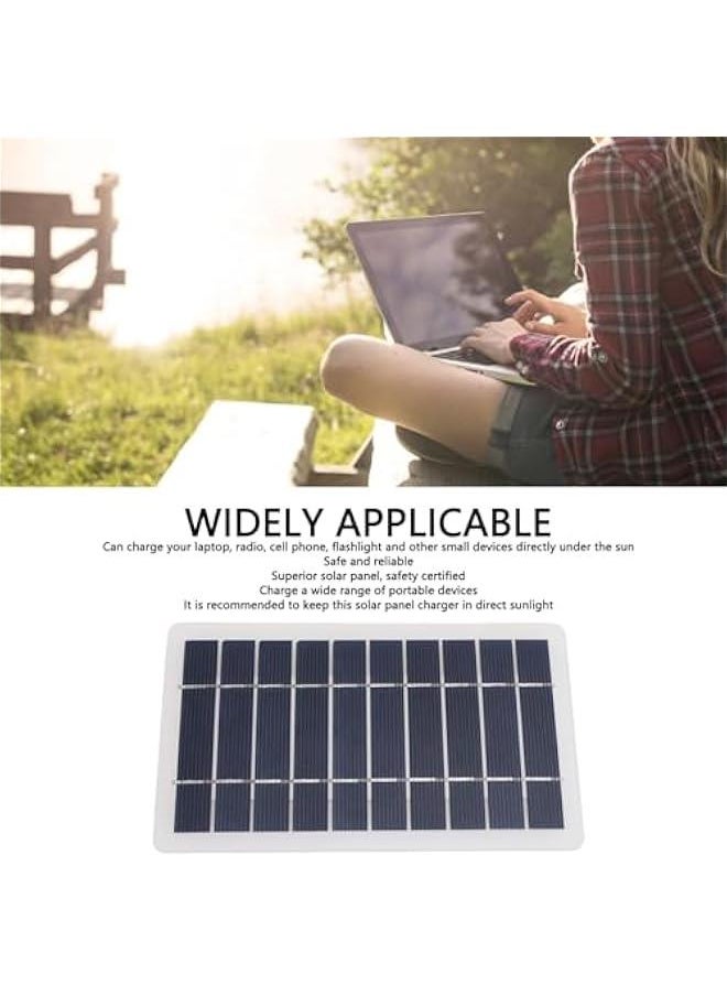 5W Solar Panel Charger, High Efficiency, Portable USB Solar Panel, Professional Monocrystalline Silicon Solar Charger for Laptop Radio Mobile Phone