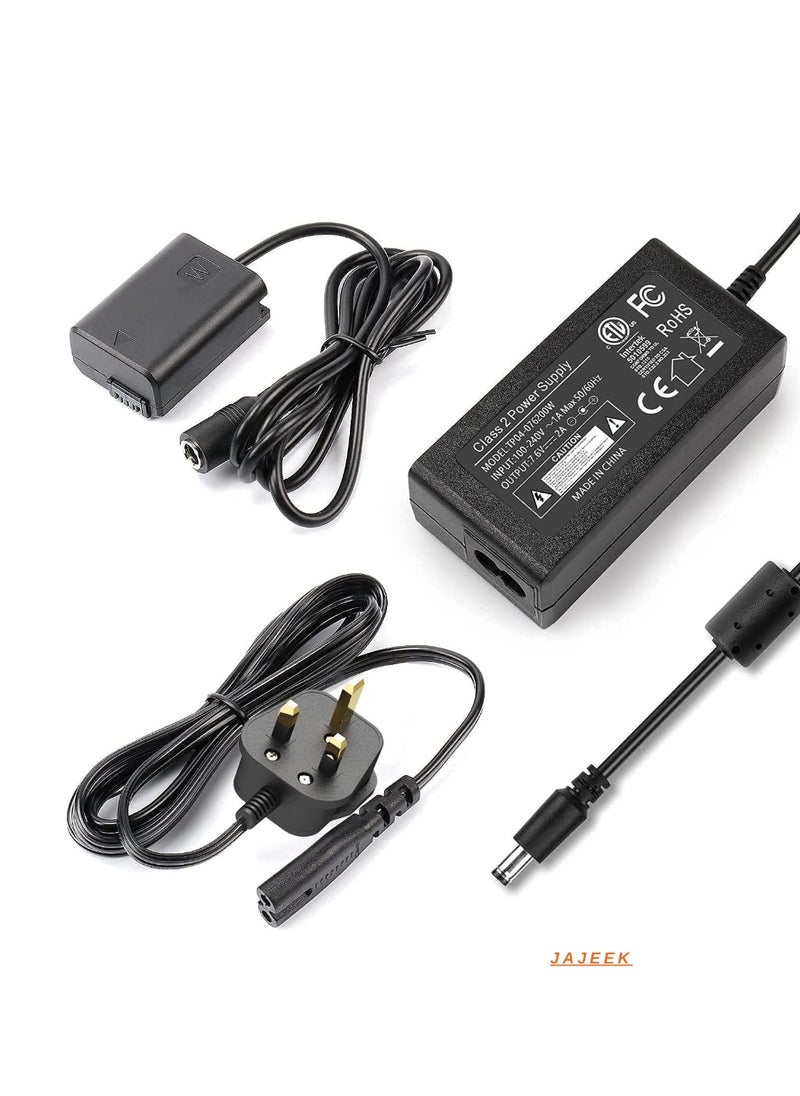 AC PW20 Power Supply Adapter & NP-FW50 Dummy Battery Kit for Sony Alpha Cameras – Continuous Power for A6500, A6400, A6300, A6100, A6000, A5100, A7 Series, RX10, ZV-E10