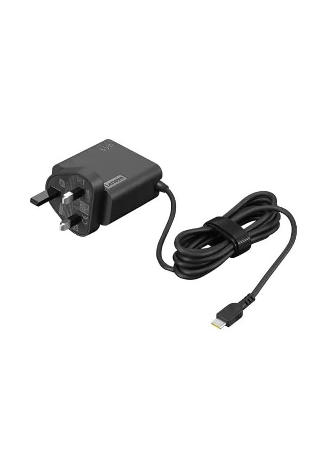 Replacement Lenovo 65W USB-C Wall Adaptor-UK Pin, 100-240V / 1.5A 50-60Hz Input Power, 3-Pin Connector, PD 3.0 Protocol, 170cm Cable Length, Black