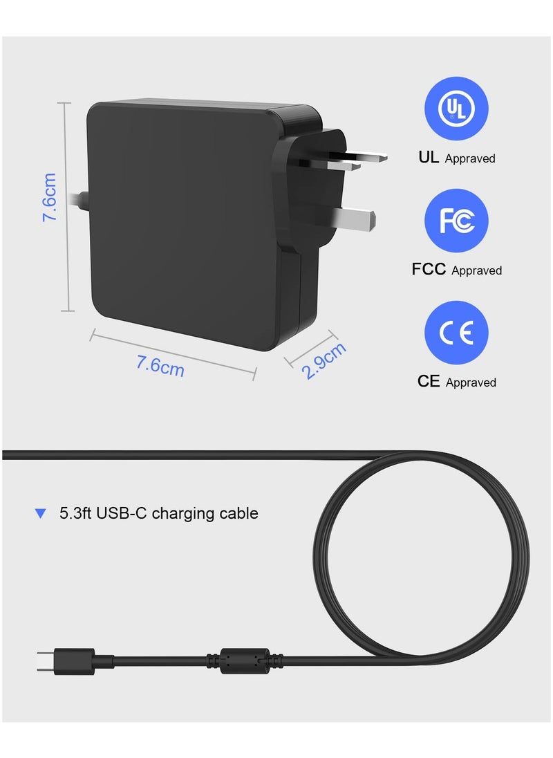 65W 45W USB C Power Adapter, Type C PD Laptop Charger Power Supply Adapter Cord for MacBook/Pro/Air, Switch, Samsung,ASUS, Acer, Dell, HUAWEI, HP and more Type C Devices