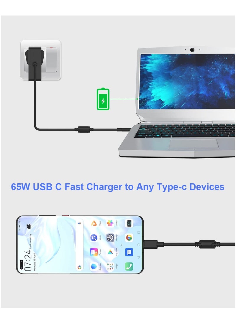 65W 45W USB C Power Adapter, Type C PD Laptop Charger Power Supply Adapter Cord for MacBook/Pro/Air, Switch, Samsung,ASUS, Acer, Dell, HUAWEI, HP and more Type C Devices