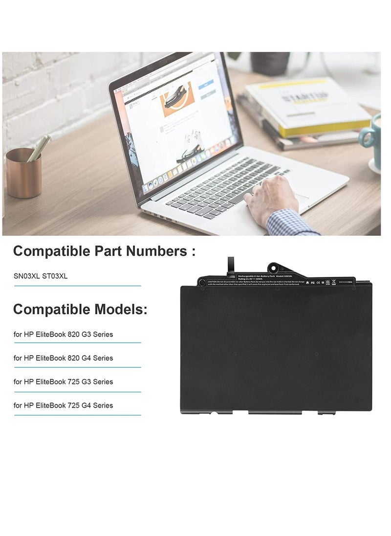 SN03XL ST03XL 11.4V 44Wh New Laptop Battery Compatible for HP EliteBook 820 G3 EliteBook 820 G4 EliteBook 725 G3 EliteBook 725 G4 Series