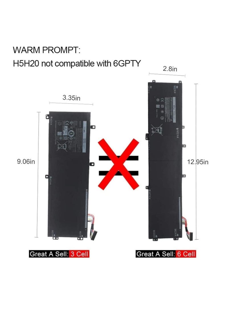 11.4V 56Wh Laptop battery compatible for Dell H5H20 XPS 15 9560 9550 9570 7590 7591 15-9560-D1845 Precision 5540 5530 5520 5510 62MJV 6GPTY M7R96 05041C 5D91C,3Cell