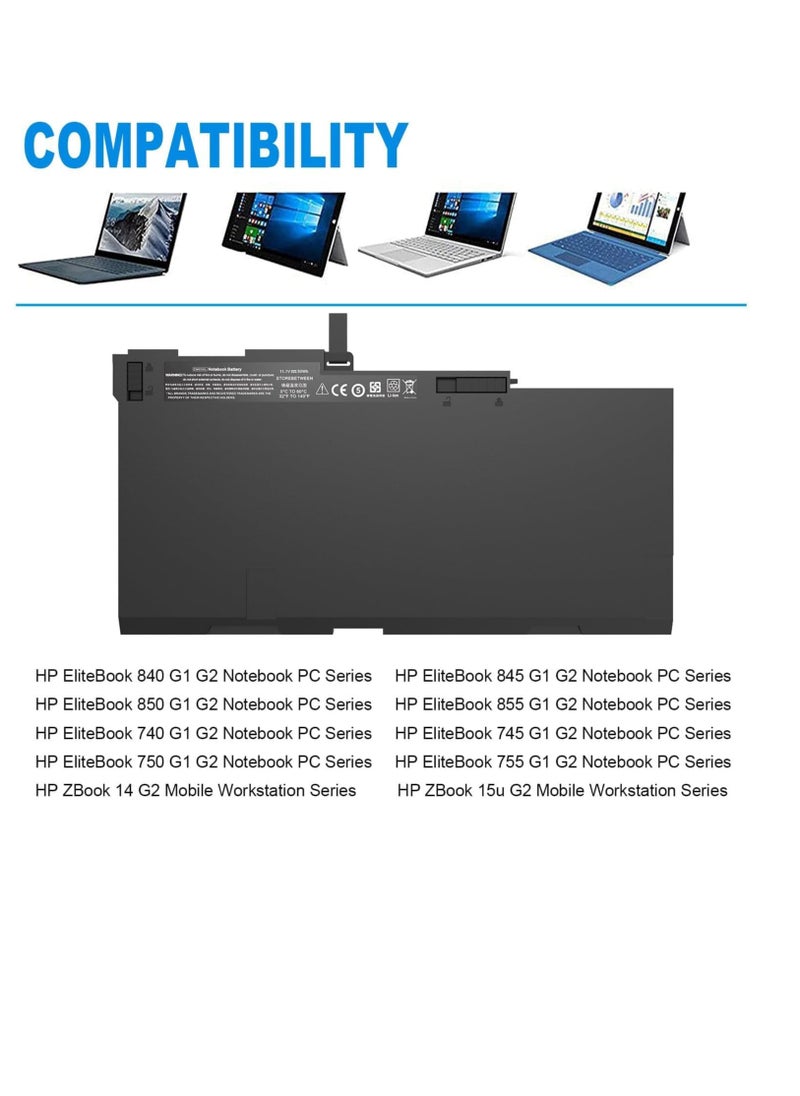 CM03 CM03XL CO06 CO06XL Battery Compatible for HP EliteBook 740 745 750 840 845 850 G1 G2 Series fits 716724-421 717376-001 CM03050XL CM03050XL-PL - 11.1V / 50Wh