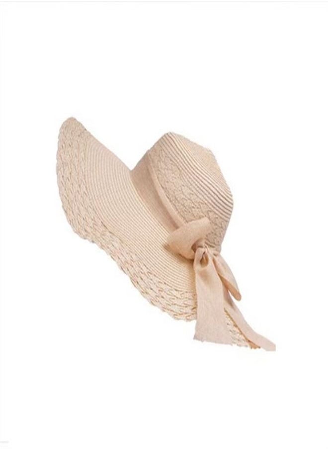 Women Big Bowknot Straw Hat Beach Cap Beachwear Wide Floppy Foldable Roll up Brim Hats Sun UPF 50+ Party Garden Travel