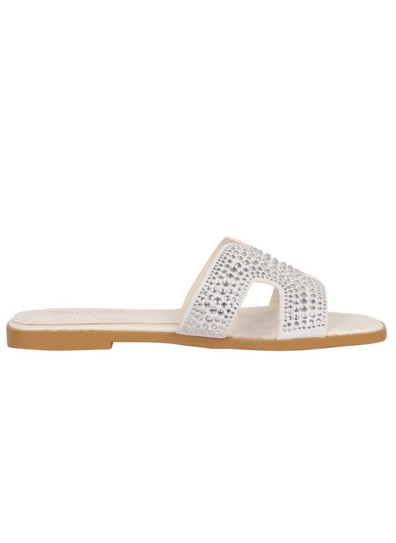 Ladies Flat Sandal White