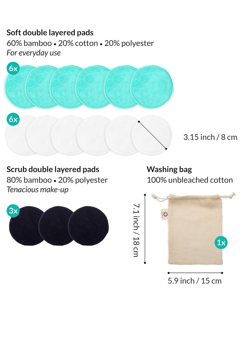 Reusable Makeup Remover Pads | Eco Friendly & Zero Waste Cotton Rounds | Beauty Products | 15 Natural & Organic Face Pads with Laundry Bag | Soft for All Skin Types | Bamboo Wipes for Facial Cleansing