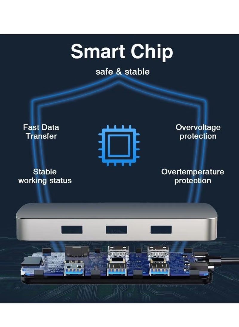 10-in-1 USB C Hub to HDMI 4K Adapter with VGA, 100W PD Charging, USB 3.0/2.0, Gigabit Ethernet, SD/TF Card Reader, 3.5mm Audio Jack, Type-C Docking Station for MacBook Pro/Air, XPS, Laptops & More