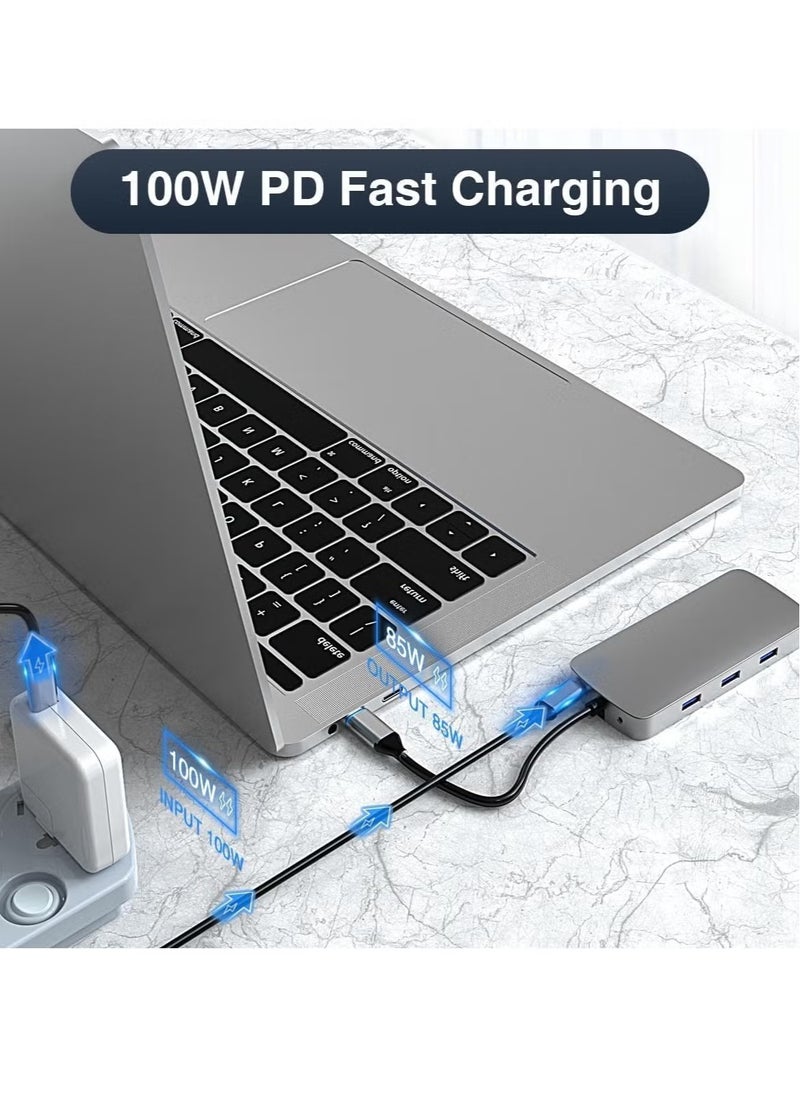 10-in-1 USB C Hub to HDMI 4K Adapter with VGA, 100W PD Charging, USB 3.0/2.0, Gigabit Ethernet, SD/TF Card Reader, 3.5mm Audio Jack, Type-C Docking Station for MacBook Pro/Air, XPS, Laptops & More