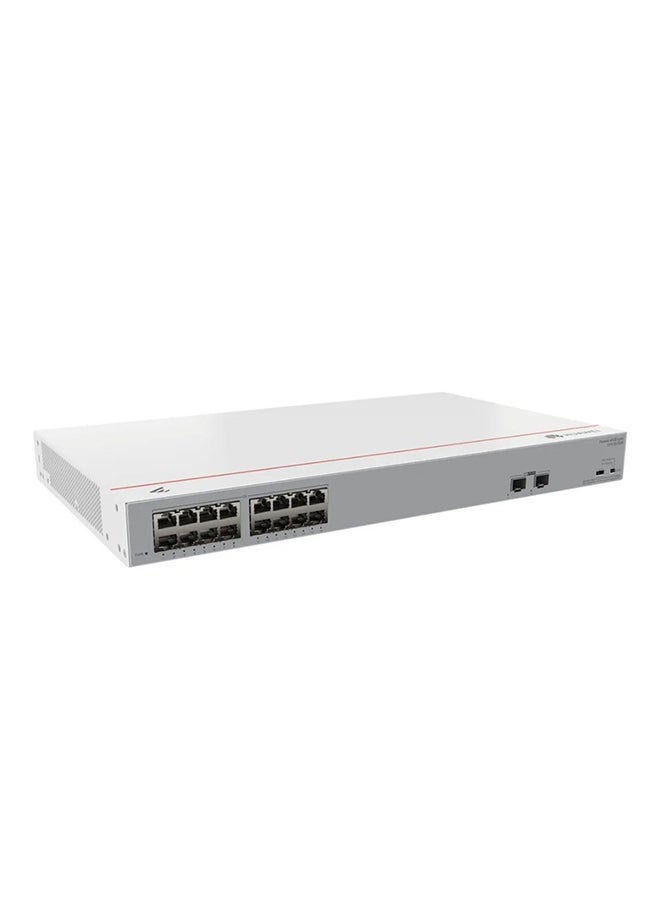 S110-16LP2SR 16-Port Gigabit Ethernet Switch with 2 x GE SFP Ports, PoE+ Support, 124W Maximum PoE Power, 36 Gbps Switching Capacity, 26.78 Mpps Packet Forwarding, Rack/Desk/Wall Mountable, AC Power Supply, Natural Heat Dissipation, EMC & Safety Certified, Fanless, 22W Typical Power Consumption, 75W Typical Heat Dissipation, Operating Temp. 0°C to 40°C White