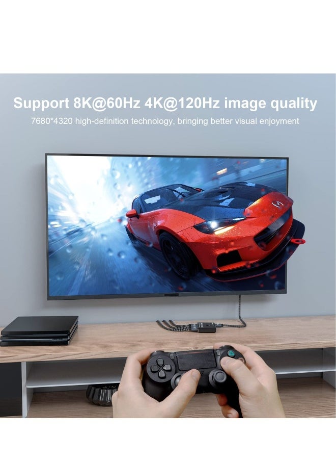 3 Port HDMI 2.1 HDR 3In 1Out, 8K Switcher with Remote Control Directional, 8K@60Hz 4K@120Hz HDR 48Gbps 3D HDMI Video Converter, Compatible with XBOX PS5 Projectors Monitors