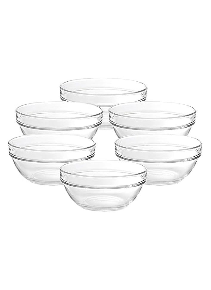 Bowl, Set Of 6, Clear, 6 Inch, P00625, Serving Bowl, Condiment Dish, Dipping Bowl, Appetizer Bowl, Side Bowl