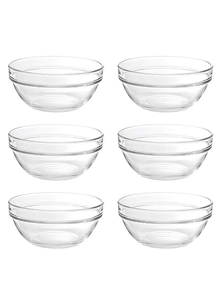 Bowl, Set Of 6, Clear, 6 Inch, P00625, Serving Bowl, Condiment Dish, Dipping Bowl, Appetizer Bowl, Side Bowl