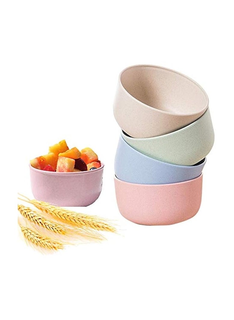 Natural Wheat Straw Bowl Coloful Set of 4, Unbreakable Durable Eco Wheat Straw Pulp Fiber - 8 oz for Cereal, Salad, Soup, Noodle, Snacks, Ice cream, Fruits, Desserts