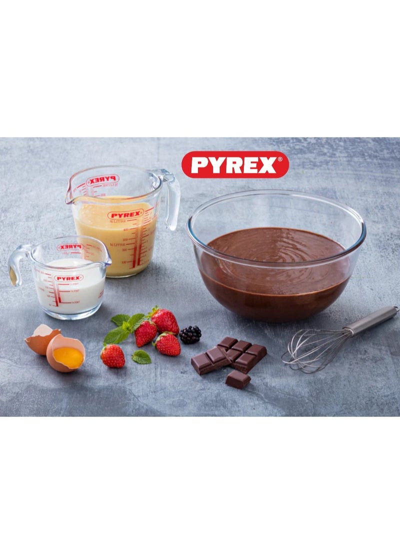 Pyrex Glass Mixing Bowl - Heat Resistant and Stackable Clear 3Liters