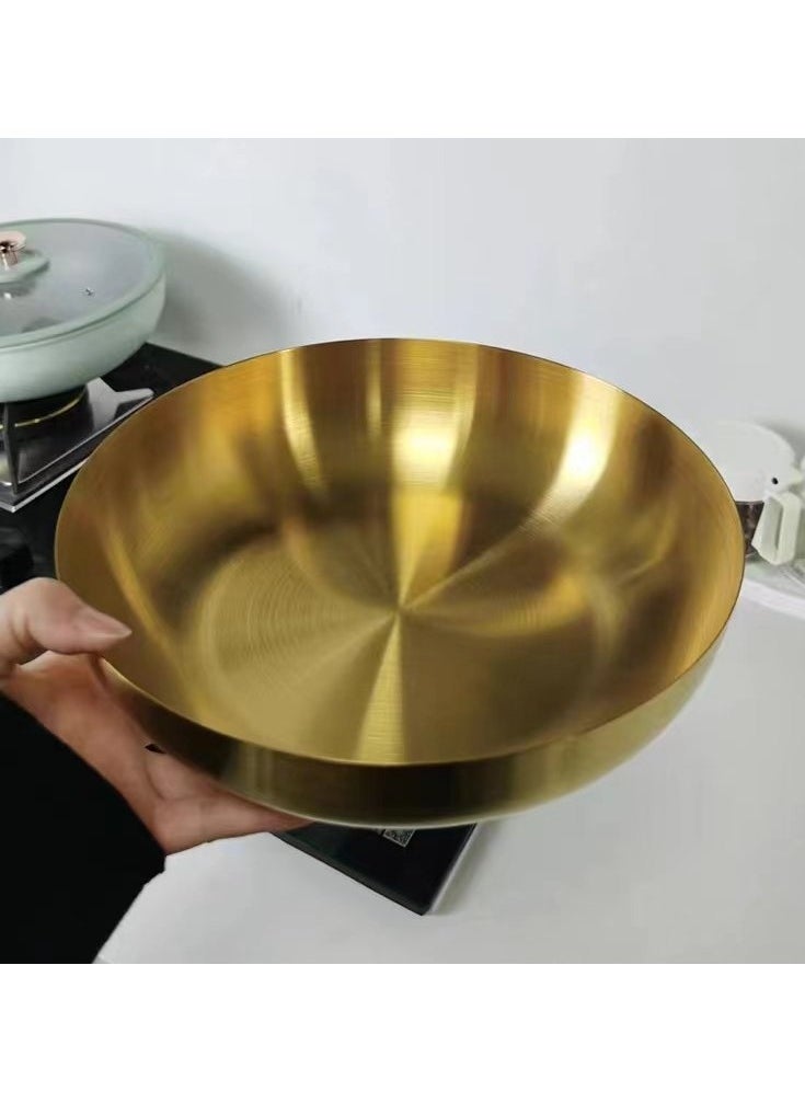 Mixing Bowl, Salad Bowl Thickened Multi Functional Easy Cleaning Golden for Noodle for Restaurant for Kitchen 24CM