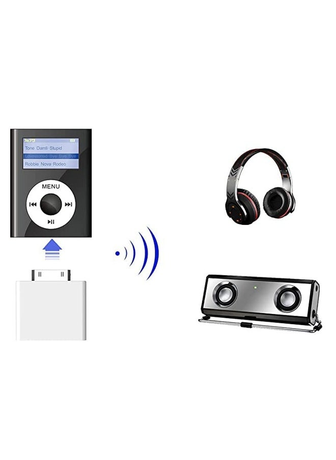 30 Pin Bluetooth Transmitter for iPod Classic, Wireless Bluetooth Transmitter Plug and Play & Automatic Compatible with iPod and Other 30 pin Dock Speakers