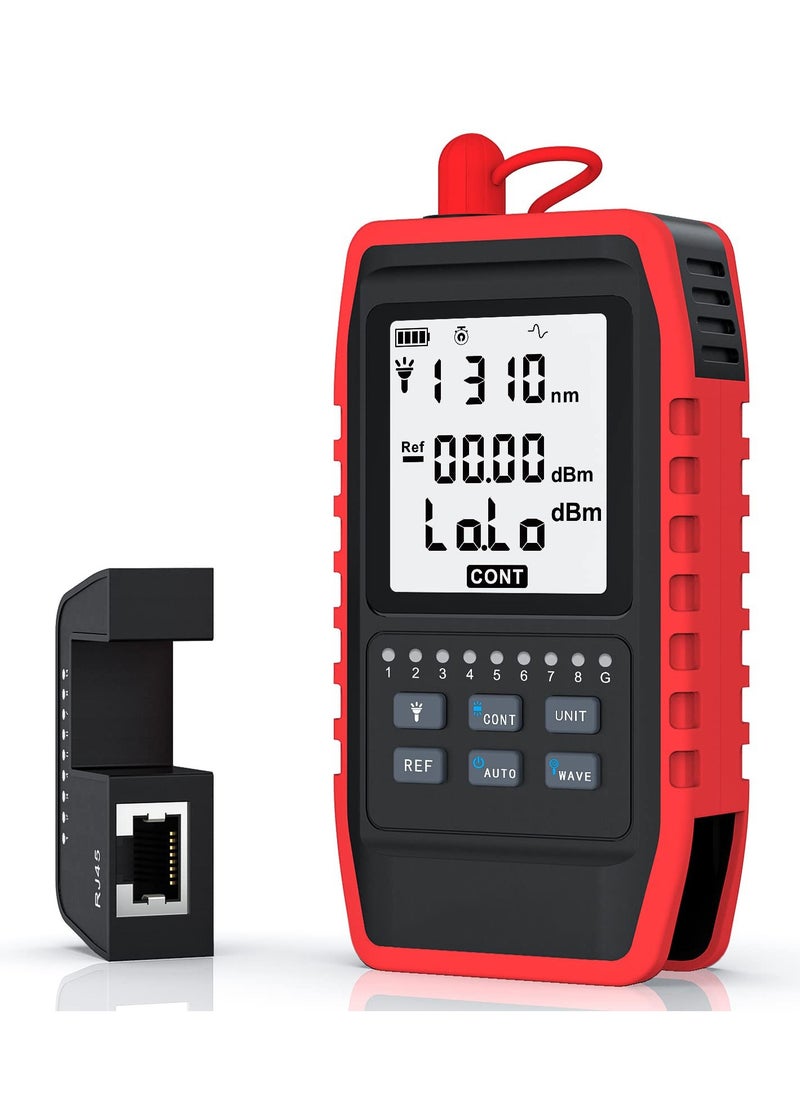 Portable Fiber Optic Tester with Power Meter and Network Test, USB Rechargeable, Universal Interface for FC SC ST, LED Light Feature