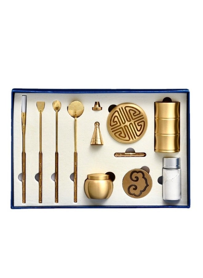 11 PcsorSet Brass Incense Making Kit Incense Mold Tool DIY Backflow Tower Incense Cone MoldsSpoon Press Shovel Brush Bottle Ideal for Yoga Meditation Home Fragrance