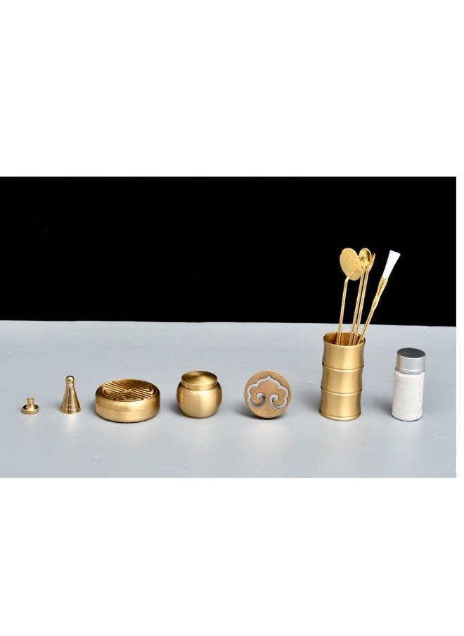11 PcsorSet Brass Incense Making Kit Incense Mold Tool DIY Backflow Tower Incense Cone MoldsSpoon Press Shovel Brush Bottle Ideal for Yoga Meditation Home Fragrance