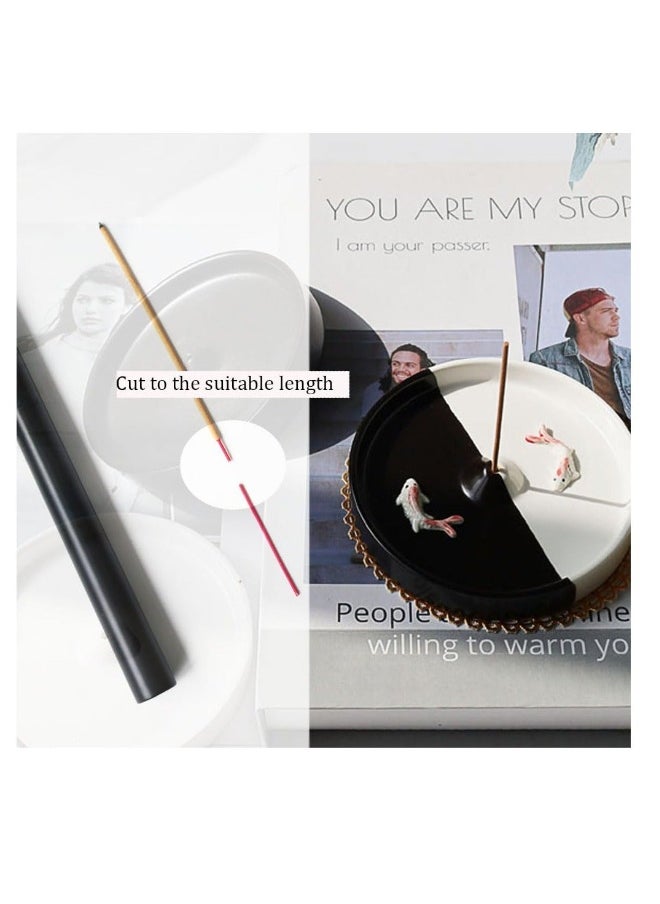 Incense Holder, Modern Minimalist Circular Incense Burner, Incense-Stick Holder for Cone or Stick, Incense Ceramic Ash Catcher, Handmade Incense Stick Burner, Black and White