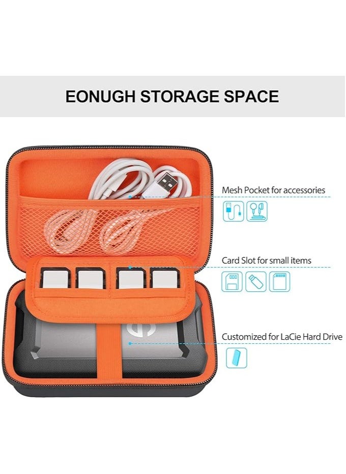 Hard Drive Carrying Case for SanDisk Professional G-Drive ArmorATD – Rugged Portable External Hard Drive HDD USB-C USB 3.2 Gen 1 1TB 2TB 4TB 5TB 6TB Shockproof Protective Travel Bag, Orange