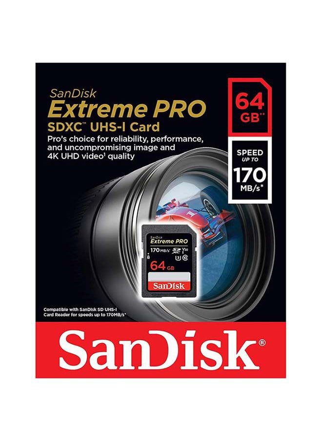 Extreme PRO SDXC Memory Card Up to 170MB/s, UHS-I, Class 10 64.0 GB