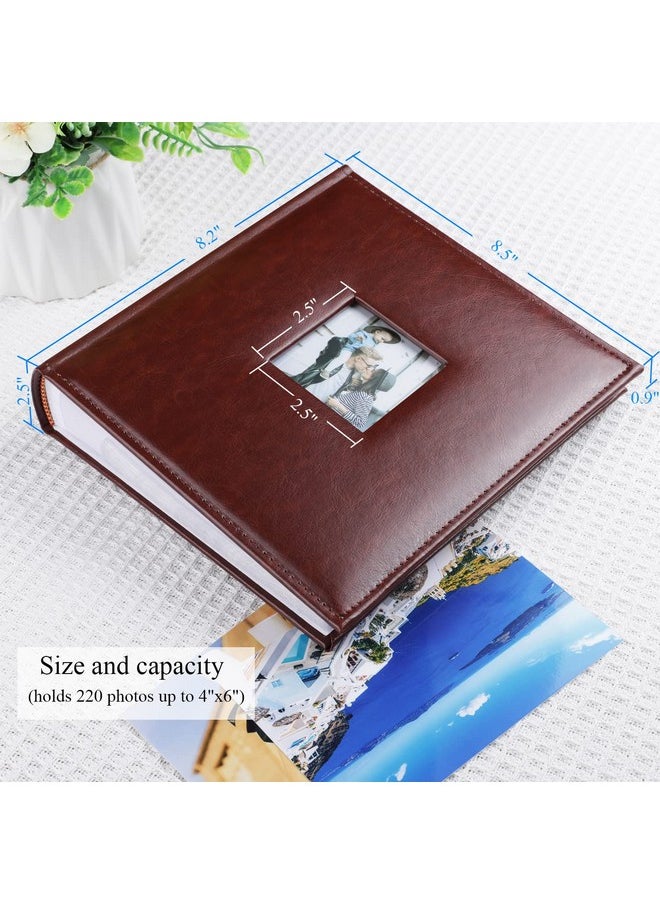 Photo Album 4X6 220 Photos With Memo Slip-In Pockets, Premium Leather Cover Picture Albums 4X6 With Writing Space Hold Horizontal Photos For Wedding Baby Vacation Christmas Mother'S Day Brown