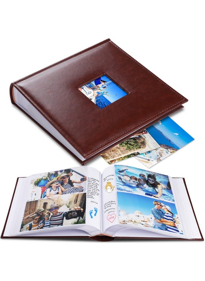 Photo Album 4X6 220 Photos With Memo Slip-In Pockets, Premium Leather Cover Picture Albums 4X6 With Writing Space Hold Horizontal Photos For Wedding Baby Vacation Christmas Mother'S Day Brown