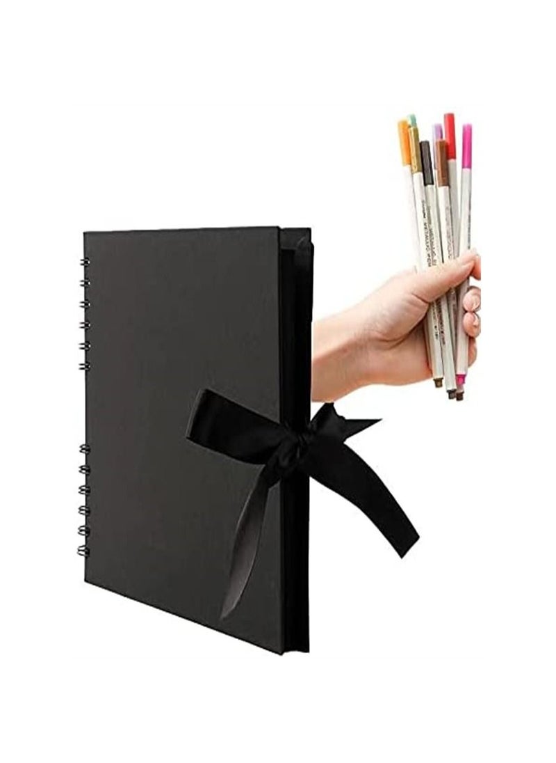 Scrapbook Photo Album With Black Page 12x9 Cover 40 Sheets 80 Pages 12-piece Markers Paints Pens