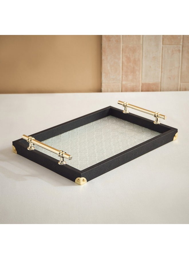 Dorothy 2-Piece Wooden Tray with Glass Base Set 45.5 x 6.5 x 32.5 cm