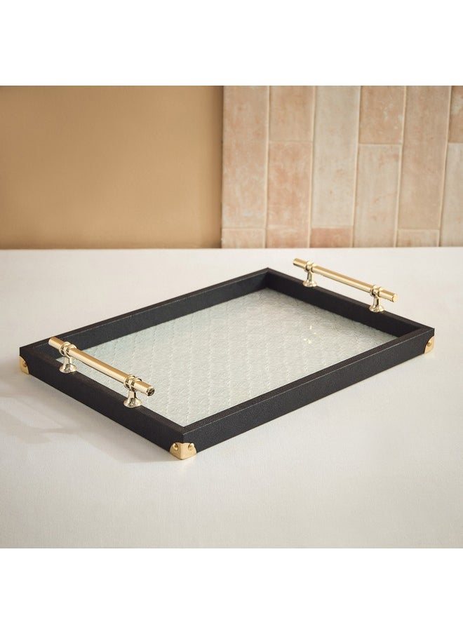 Dorothy 2-Piece Wooden Tray with Glass Base Set 45.5 x 6.5 x 32.5 cm