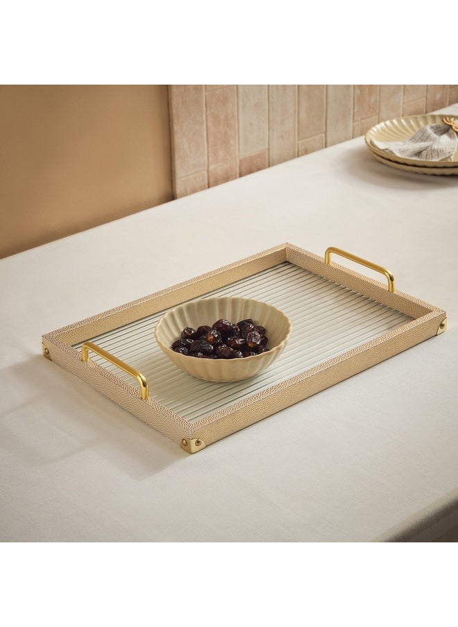 Dorothy Wooden Tray with Glass Base 45 x 32 x 6.5 cm