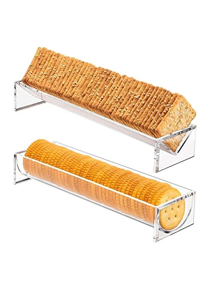 Clear Cracker Tray for Serving, Set of 2 Rectangular Cracker Holder for Serving Trays, Acrylic Food Display Cracker Serving Stand for Home, Party & Charcuterie Board Platter