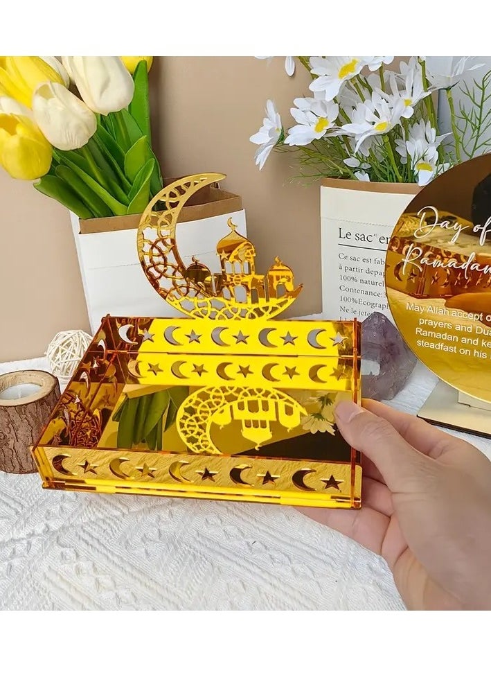 Elegant Ramadan Festival Acrylic Fruit Plate & Jewelry Organizer - Versatile for Daily Decor & Celebrations, No Power Needed