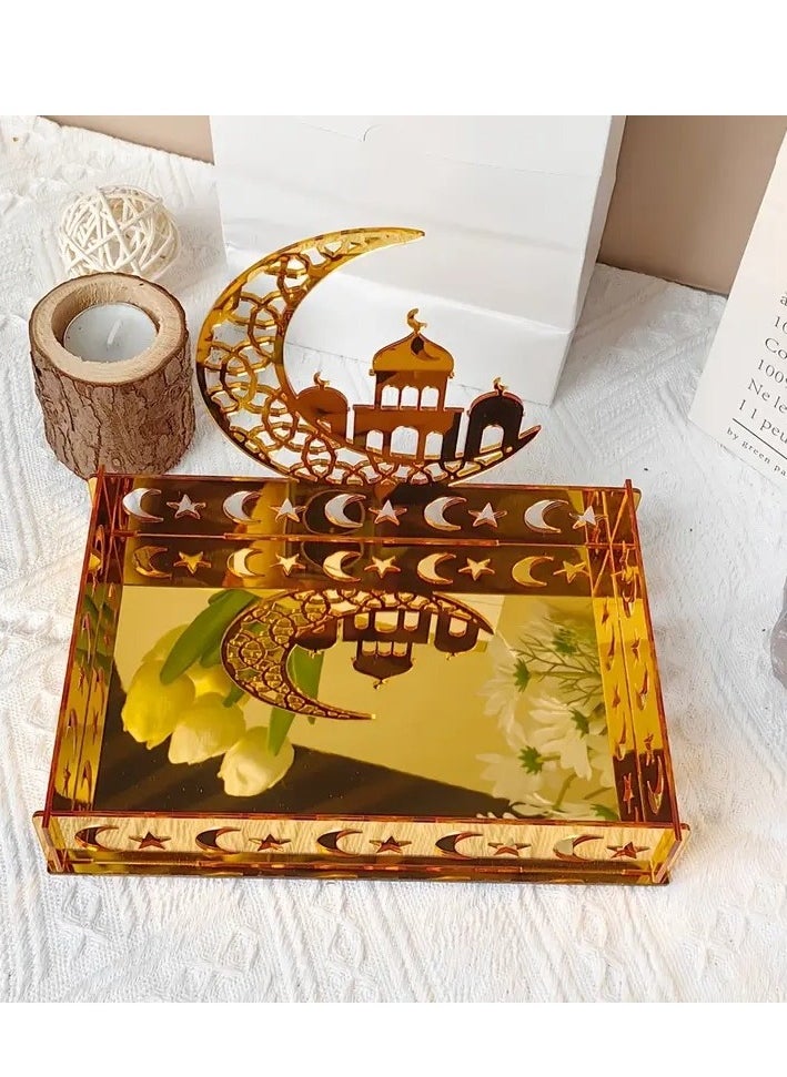 Elegant Ramadan Festival Acrylic Fruit Plate & Jewelry Organizer - Versatile for Daily Decor & Celebrations, No Power Needed