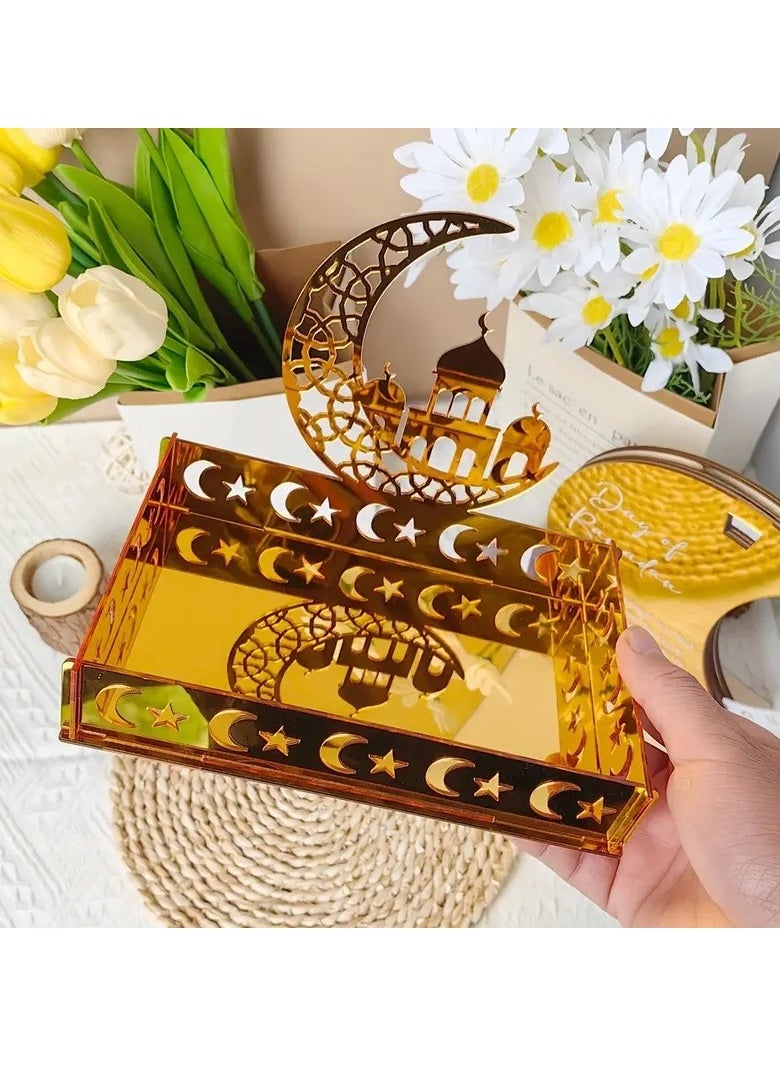 Elegant Ramadan Festival Acrylic Fruit Plate & Jewelry Organizer - Versatile for Daily Decor & Celebrations, No Power Needed