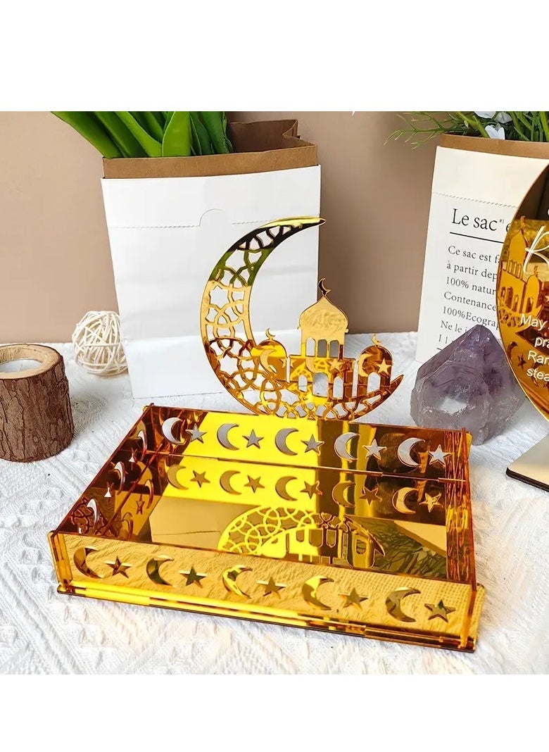 Elegant Ramadan Festival Acrylic Fruit Plate & Jewelry Organizer - Versatile for Daily Decor & Celebrations, No Power Needed