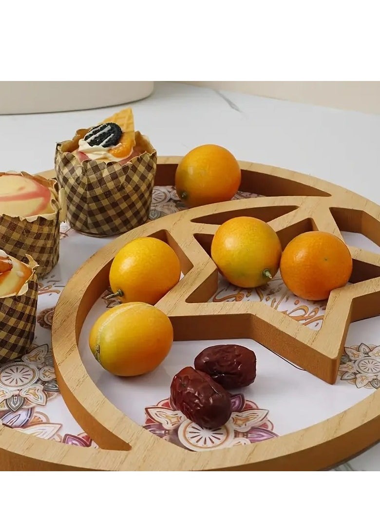 Elegant Eid Celebration Tray - Round Star & Moon Design, Perfect for Snacks, Candies, Chocolates | Ideal for Home Living Room, Coffee Table Decor | Polished Finish, Vintage Style, Restaurant, Creative Light Luxury Fruit Plate, Ramadan Festival Assorted Color And Design