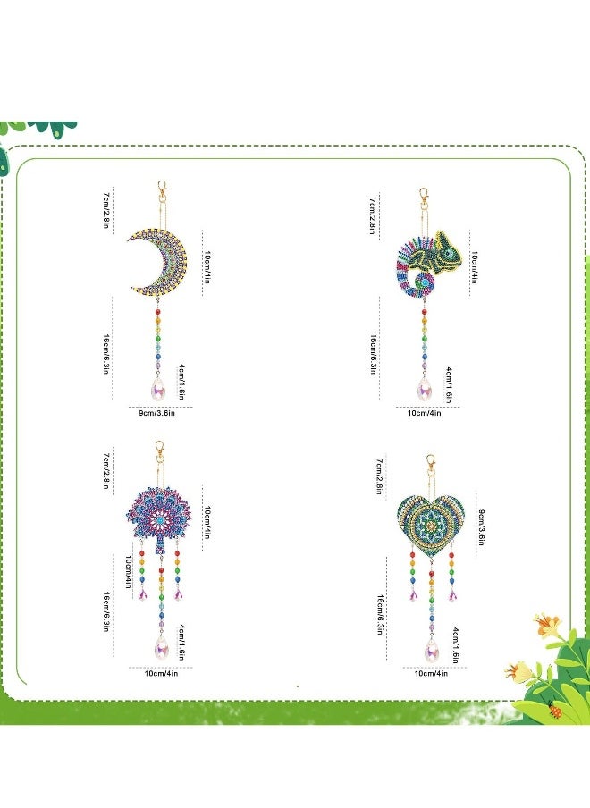 Wind Chime Kits, 4pcs Diamond Painting Wind Chime Double Sided Special Shaped Rhinestone Crystal Diamonds Painting Butterfly Hanging Ornament for Yard Decor