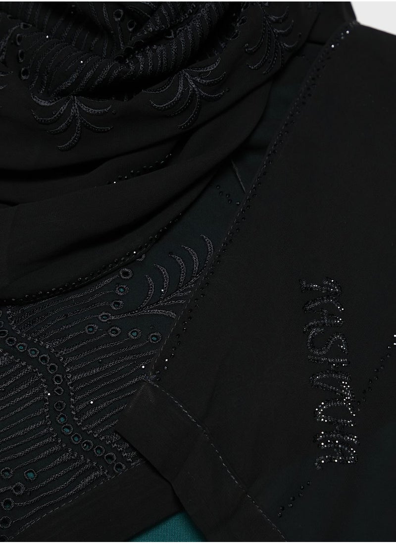 Chiffon Hijab With Embroidery And Stone Work