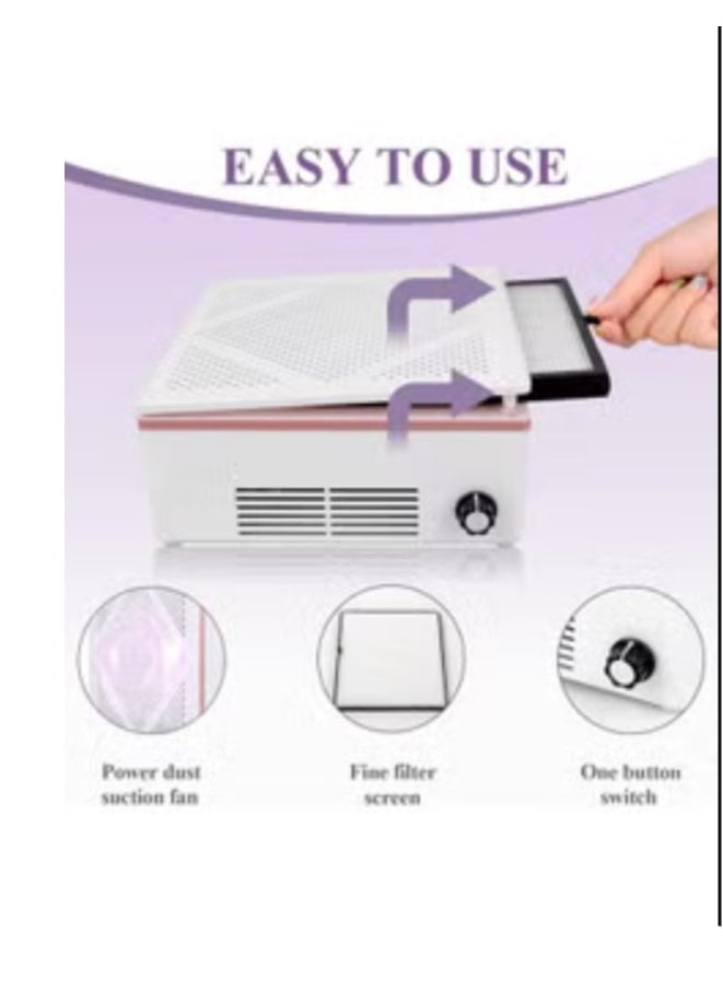 Nail Dust Collector Super Quiet Dust Collector Machine Reusable Filter and Powerful 60W Nail Vacuum Cleaner Fan Electric Manicure Tool for Acrylic Nails Builder Extension Hard Nails