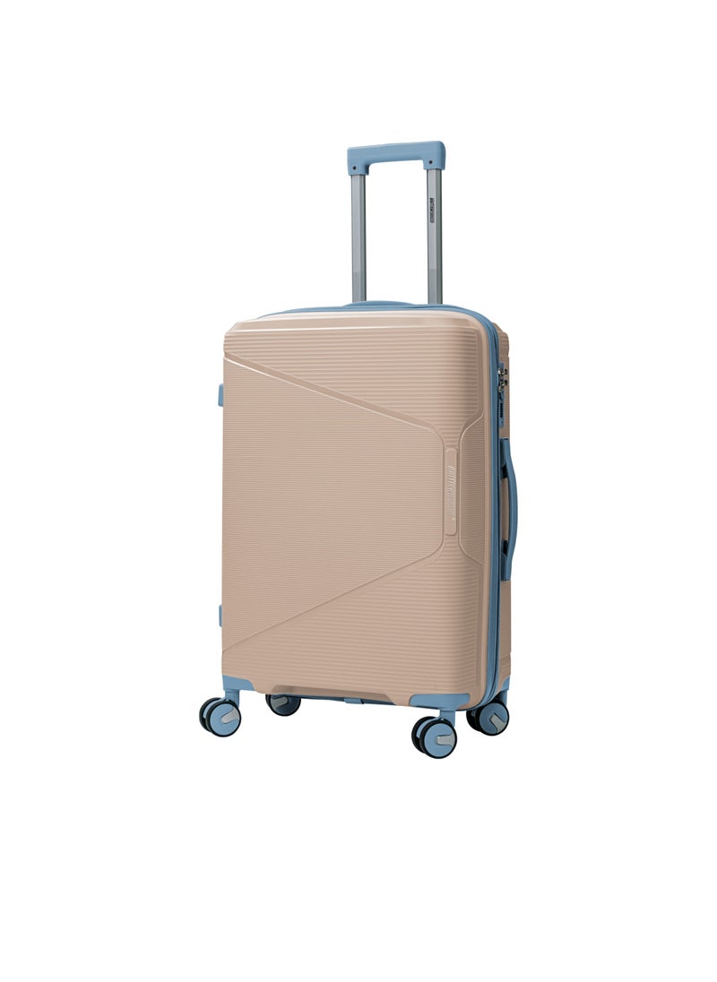 Polypropylene Spinner Check In Large Luggage Trolley 28 Inch Champagne