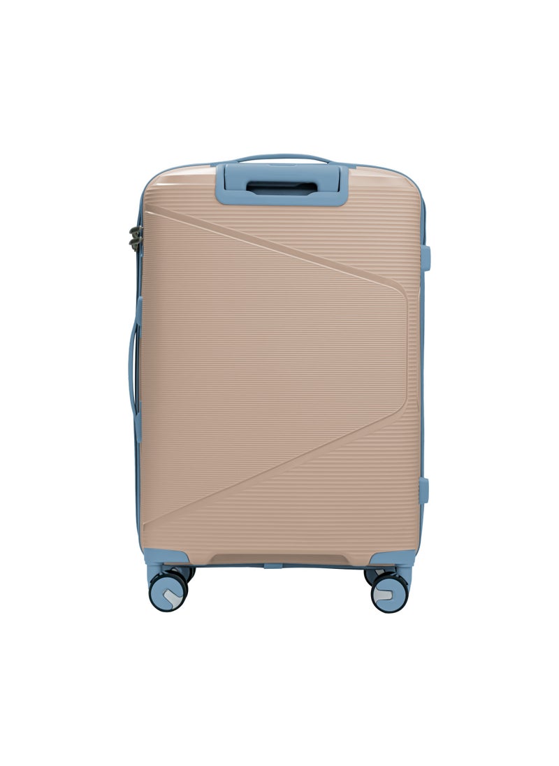 Polypropylene Spinner Check In Large Luggage Trolley 28 Inch Champagne