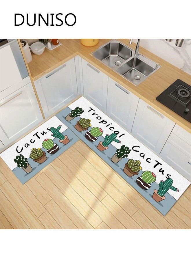 2PCS Non-Slip Kitchen Rugs and Mats, Anti-Fatigue Hallway Kitchen Runner Rug Set Backing Floor Mat for Kitchen Laundry Bathroom Office 40*60cm&40*120cm