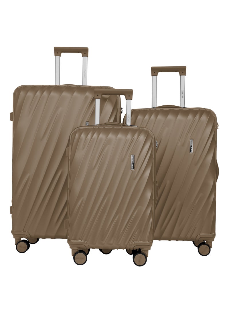 Swirl Series ABS Luggage Trolley Set 3 Pcs -Coffee