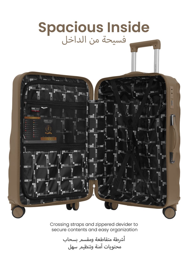 Swirl Series ABS Luggage Trolley Set 3 Pcs -Coffee