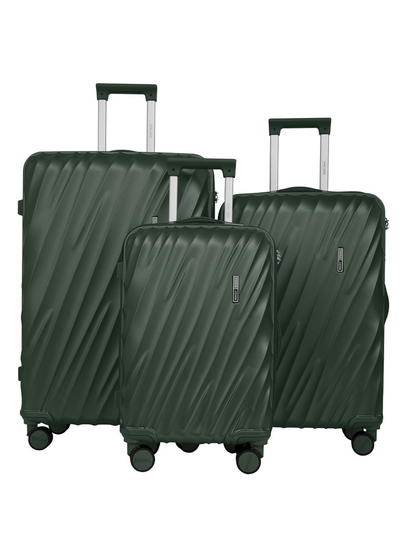 Swirl Series ABS Luggage Trolley Set 3 Pcs - Green