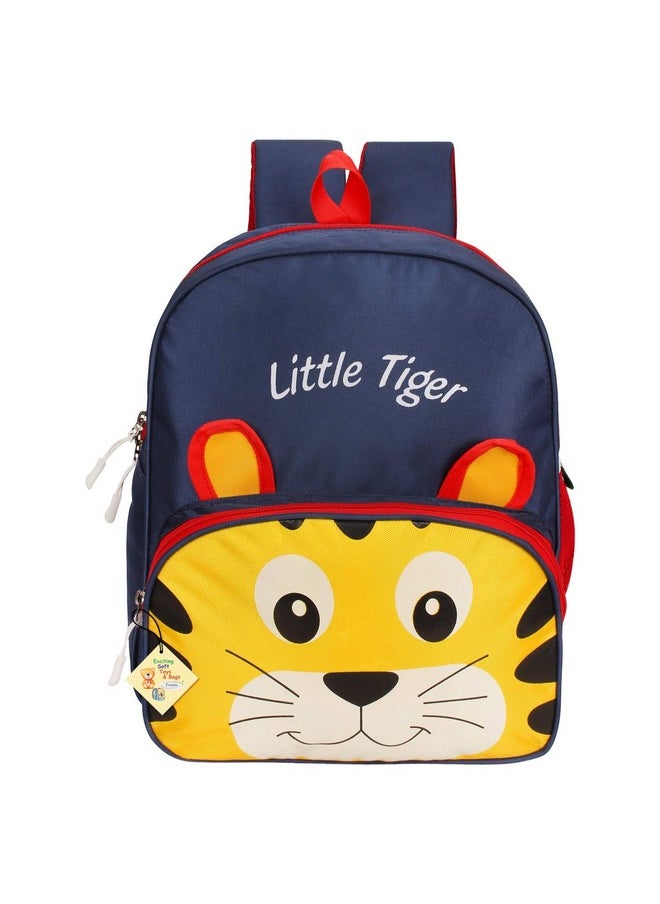 Kids Soft Cartoon Animal Travelling School Bag Soft Plush Velvet Standard Backpack Baby Girls Boys For 2 To 5 Years Baby/Boys/Girls Nursery, Picnic,Preschool(Pu Blue Little Tiger) Medium