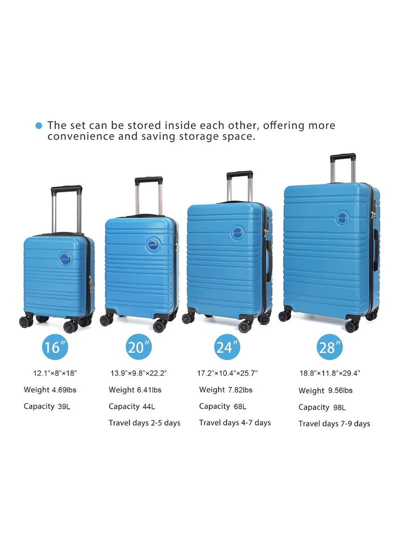 Luggage 4 Piece set Large Travel Luggage Hard Shell Suitcase Sets, TSA Locks luggage Sets with Spinner Wheels 16